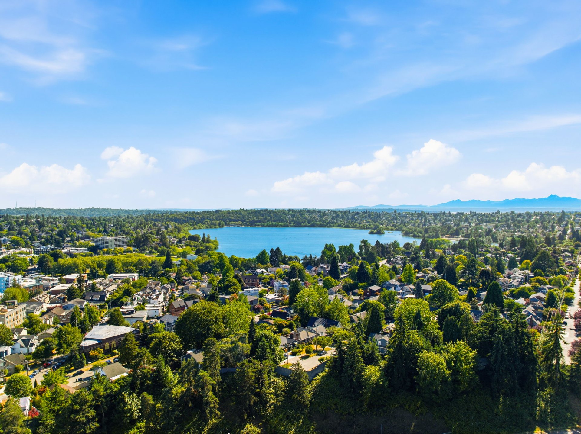 Aerial view of the Maple Leaf neighborhood with Green Lake